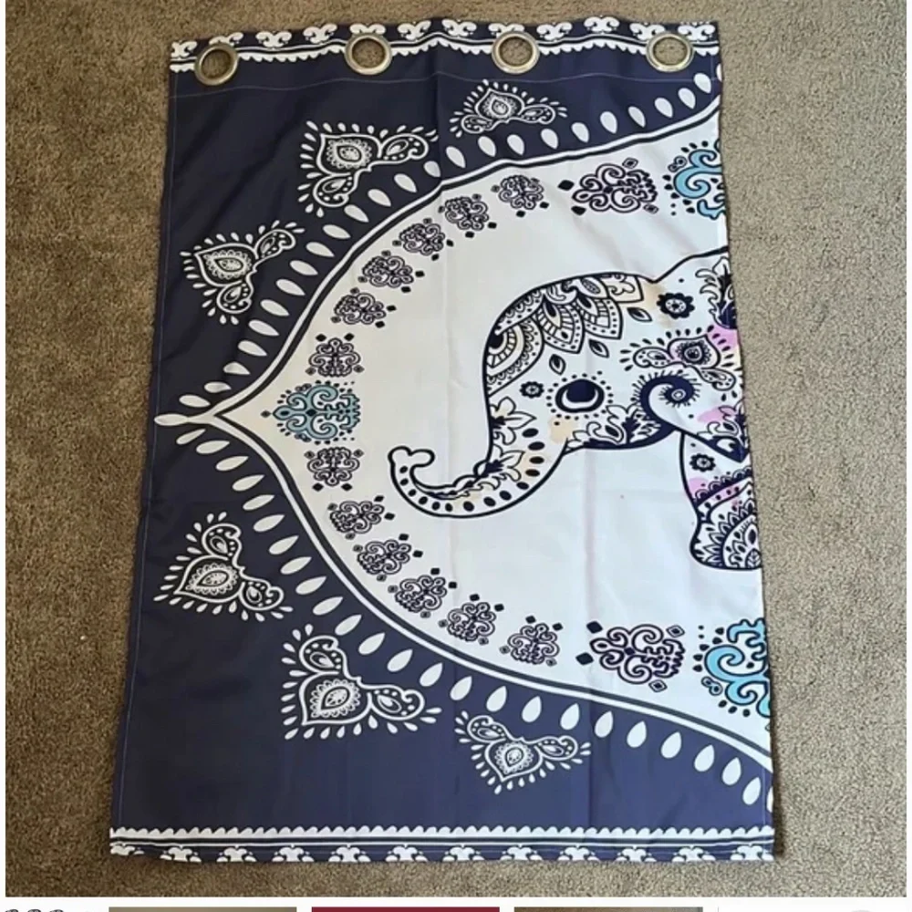 Mandala Elephant Boho Tribal Design Window Treatment Curtains 2 Panels